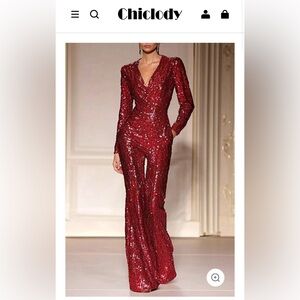 Chiclody red jumpsuit NWT